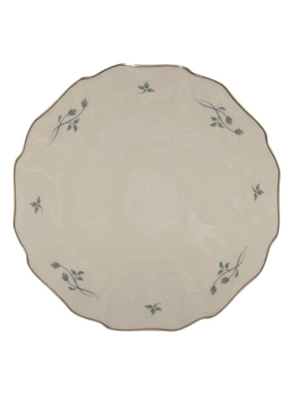 LENOX Vintage Rose Manor Cake plate Collectible Cream Pink Green with Gold trim